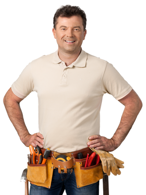 Plumber wearing a tool belt